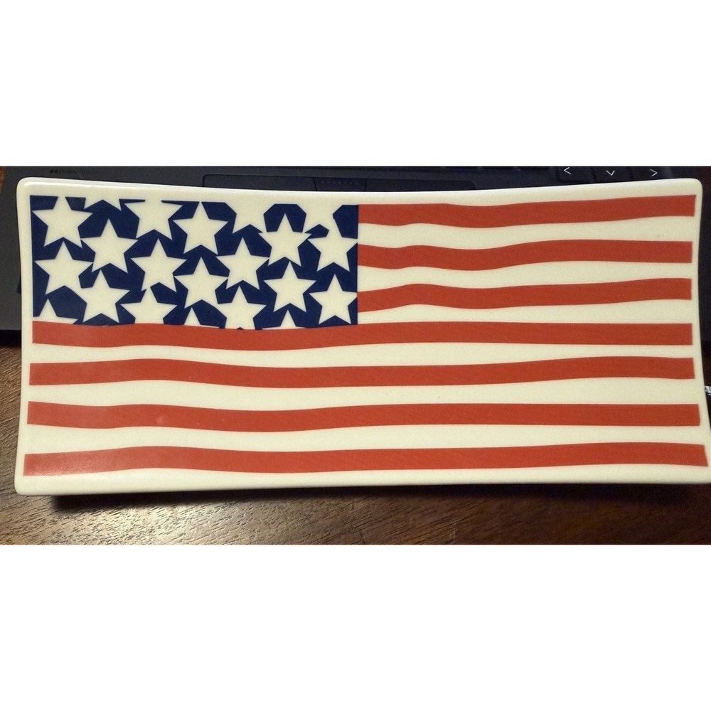 VTG Syracuse China American Flag Rectangular Curved Serving Tray HTF  READ DESC